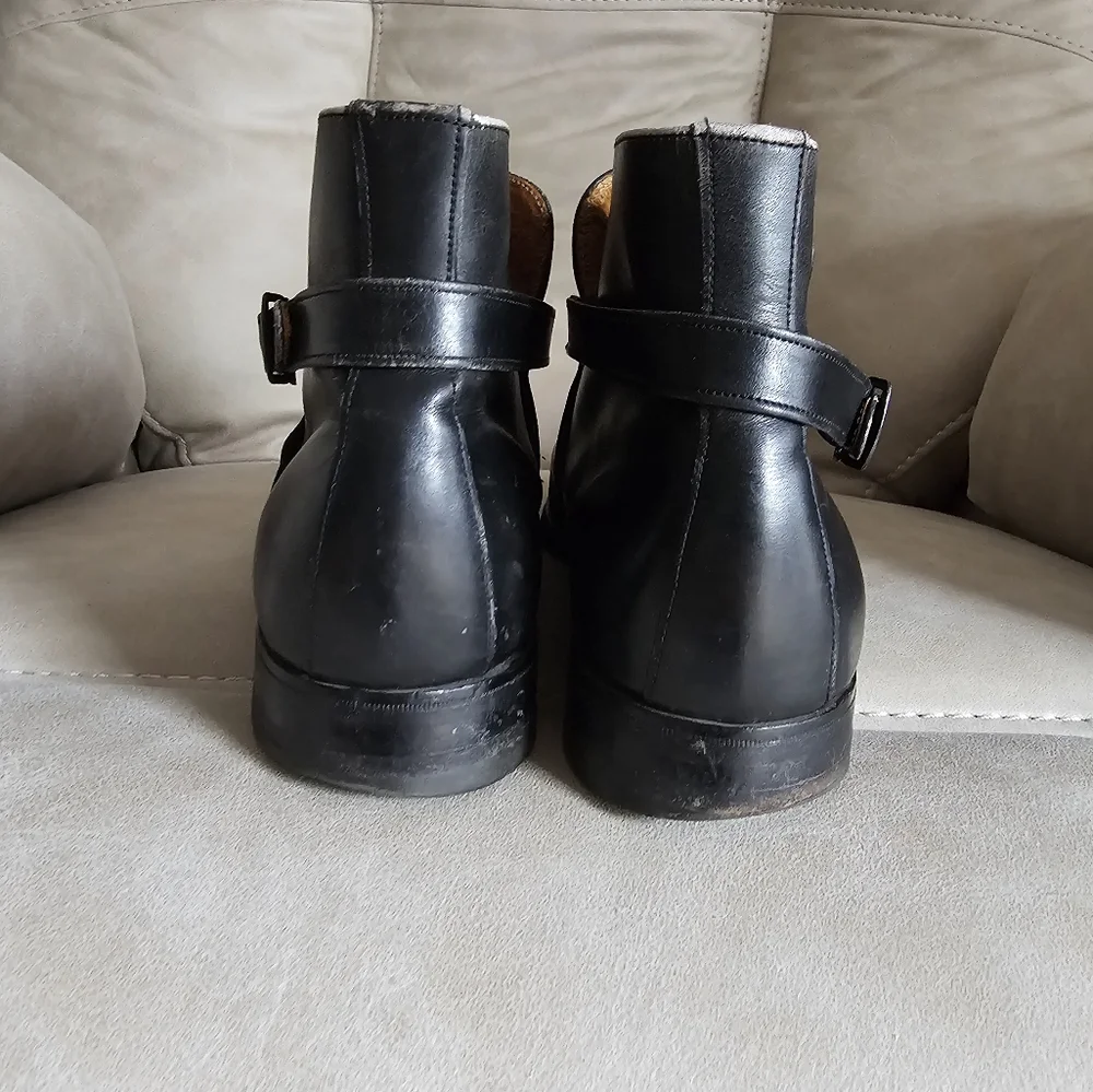 Cheany of London Derby Monk Buckle Black‎ Leather Boots sz UK 12, US 12.5